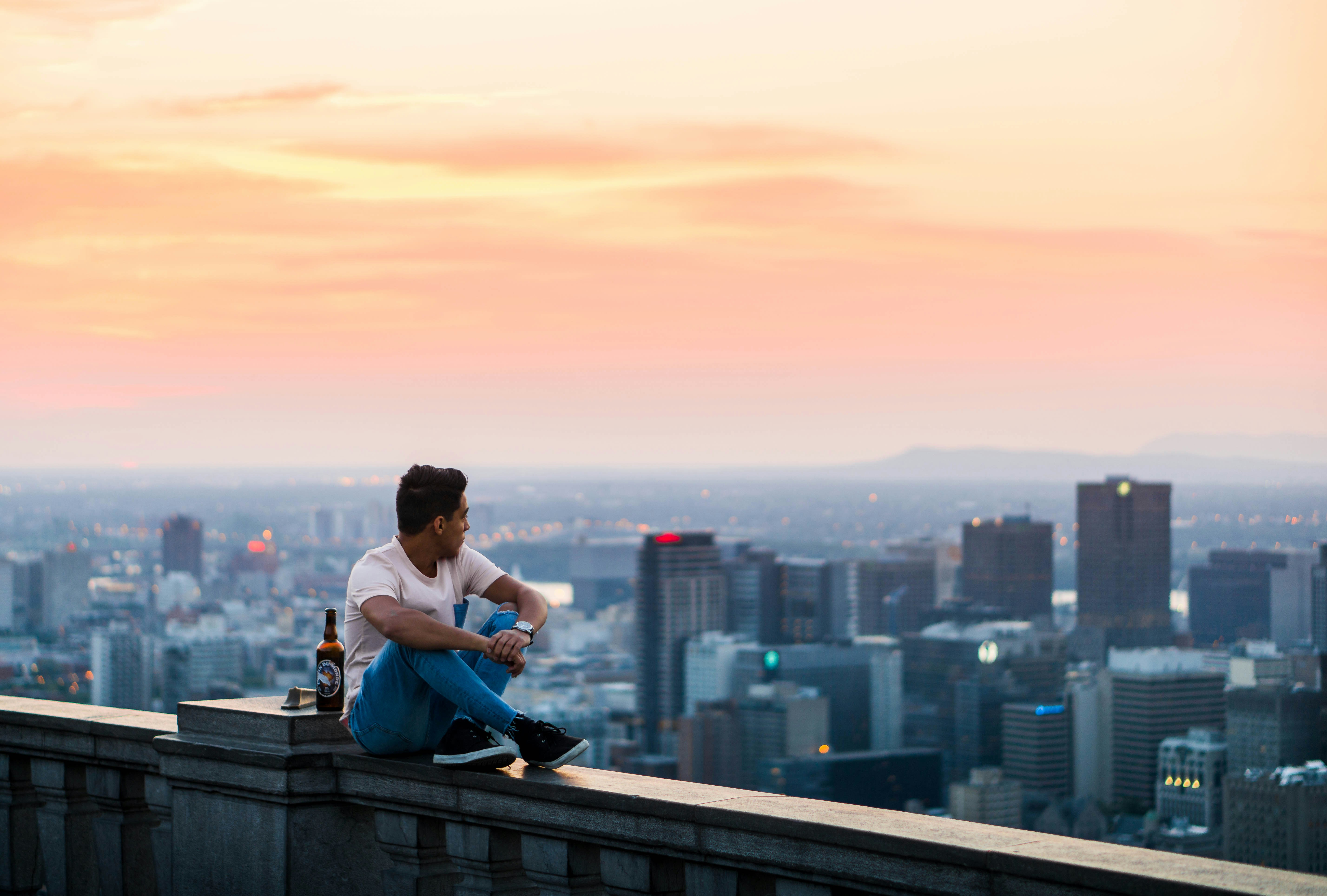 Vue de Montréal avec ses gratte-ciel et le Mont-Royal en arrière-plan